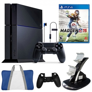 Sony PlayStation 4 PS4 500GB Console with Madden NFL 15 Game, Dual Charger and Travel Bag